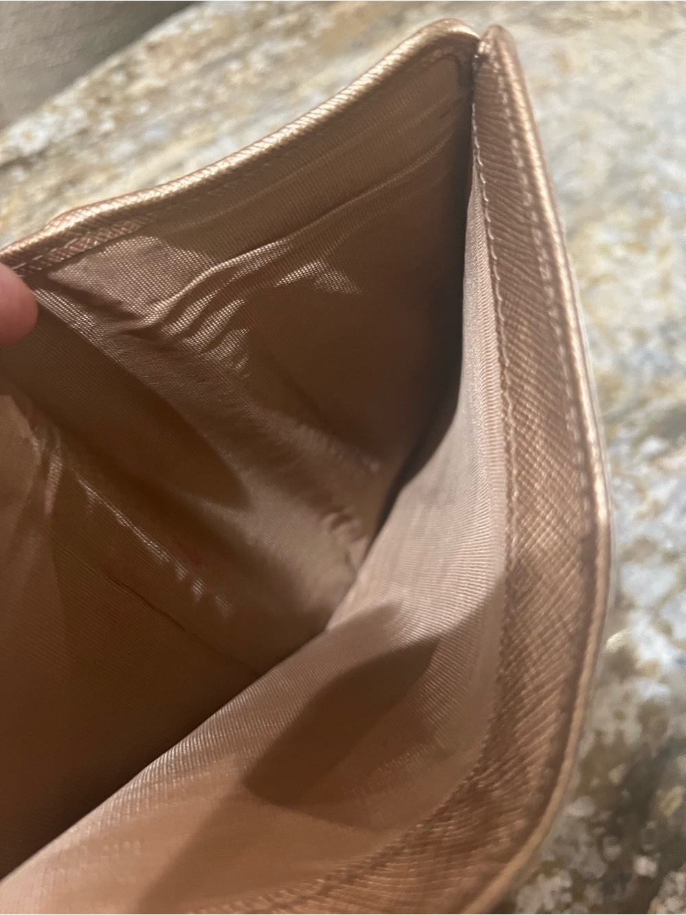 Prada Gold Saffiano Leather Zip Wallet LITTLE FIXER UPPER! - Picture 7 of 7